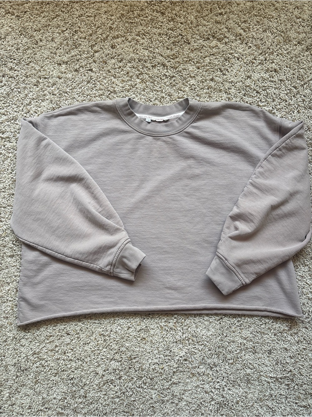 Left On Friday Field Day Crewneck Cropped Boxy Sweatshirt Gray Sz L/XL